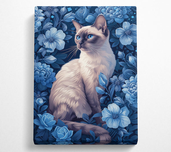 Blue Floral Feline