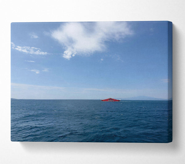 Red Vessel On Blue Sea