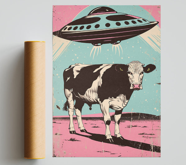 Pink Ufo Over Cow