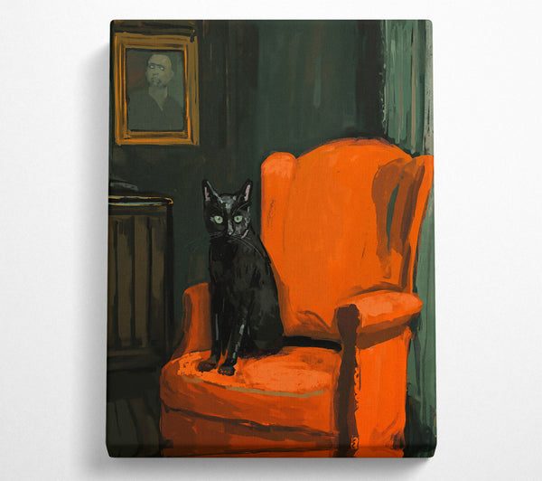 Orange Chair Black Cat