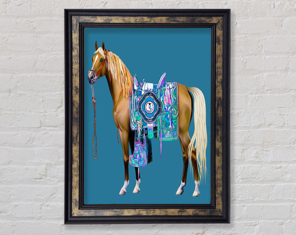 Brown Horse With Colourful Gown