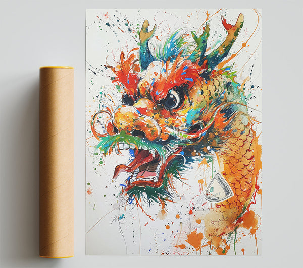 Orange Splashes Dragon