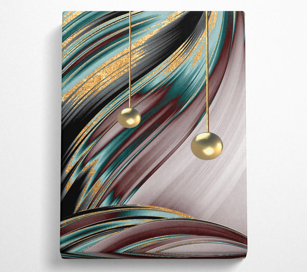 Burgundy  Turquoise And Gold Swirl