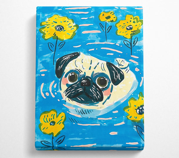 Blue Floral Pug