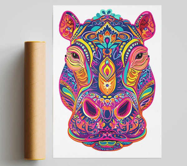 Pink Hippo Mandala