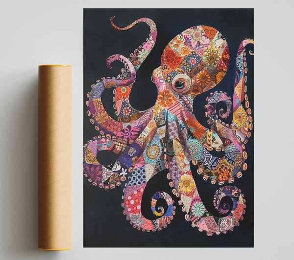 Orange Patchwork Octopus