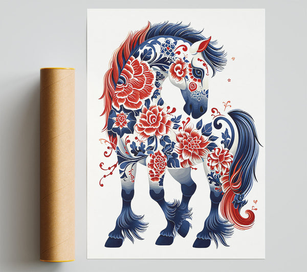 Blue Floral Stallion