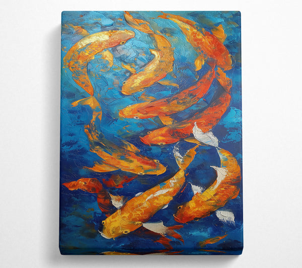 Golden Koi On Blue