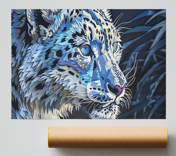 Blue Paper Snow Leopard