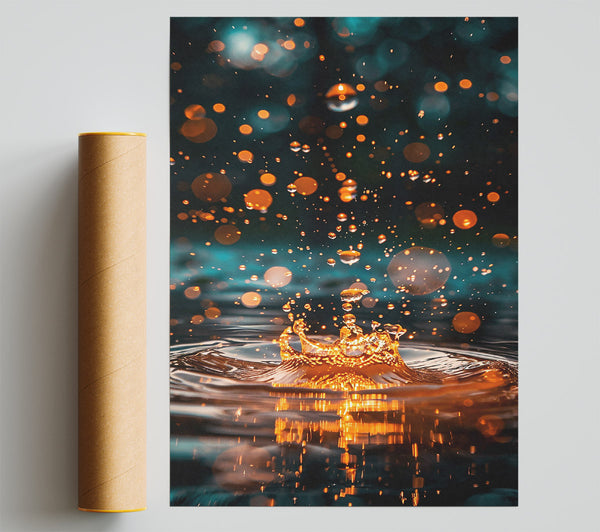 Golden Water Drop Splash