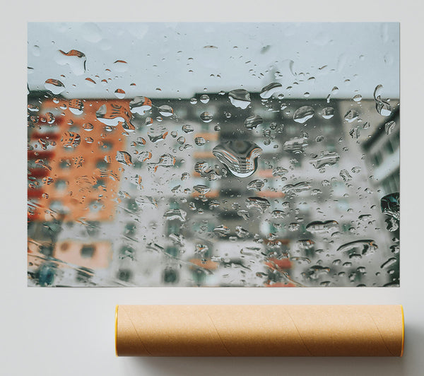 Orange Raindrops On Glass