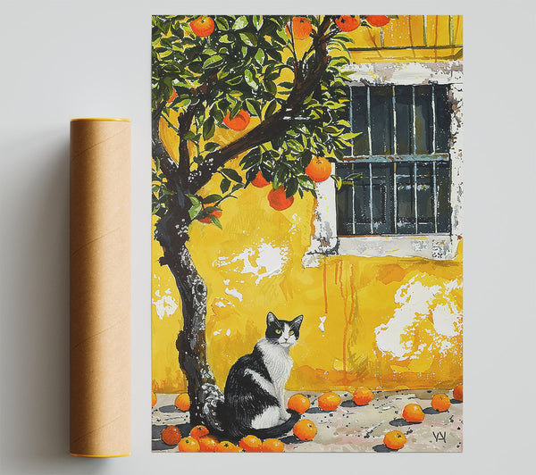 Golden Cat And Oranges