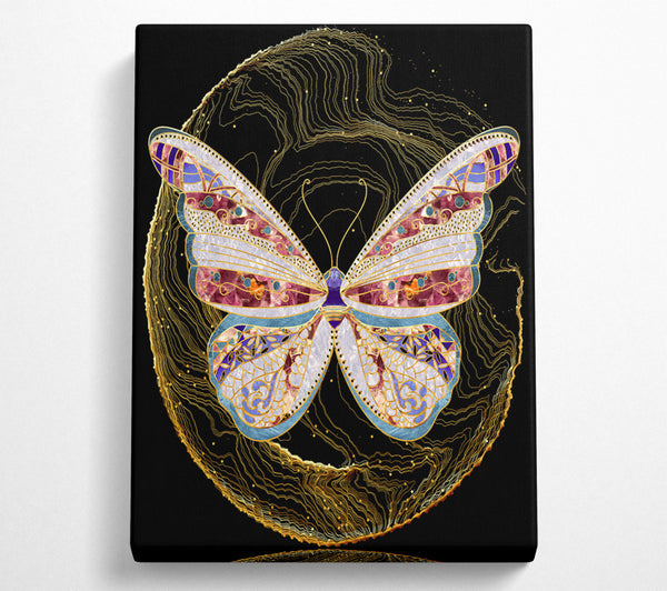 Colourful Butterfly  Gold Lines