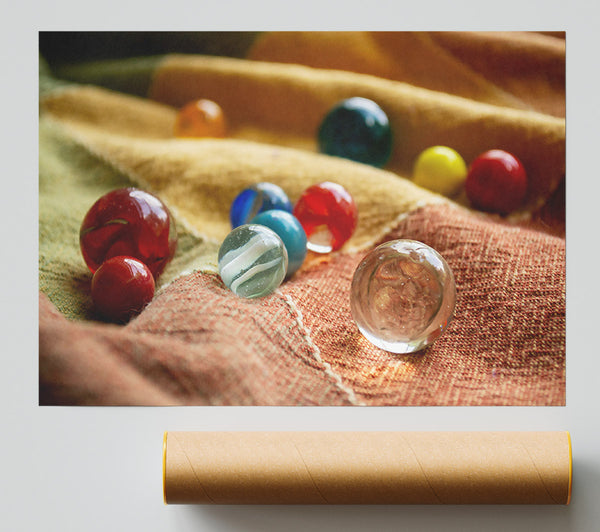 Clear Marbles On Fabric