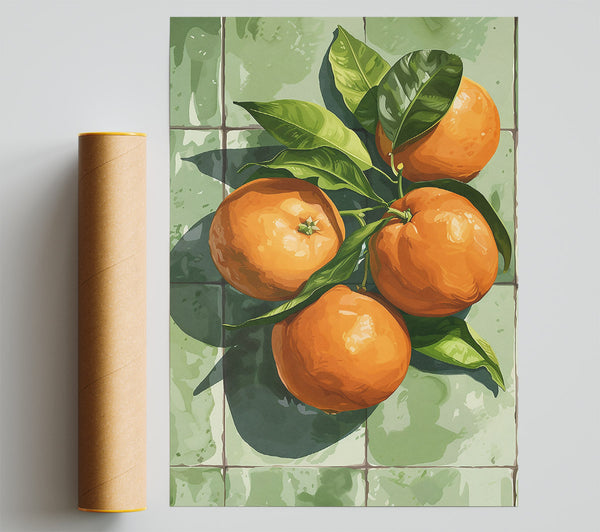 Orange On Green Tiles