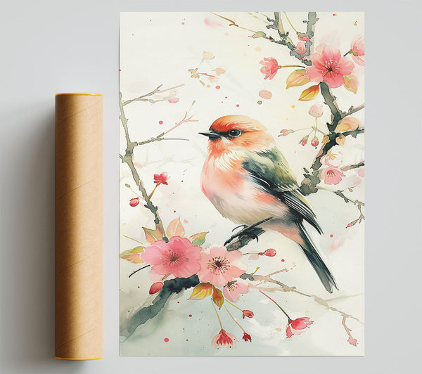 Peach Bird In Bloom