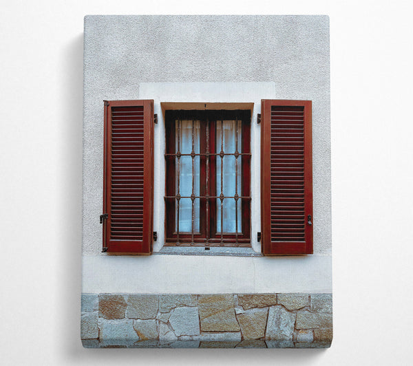 Burgundy Shutter Window