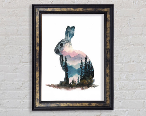 Double Exposure Rabbit And Woods