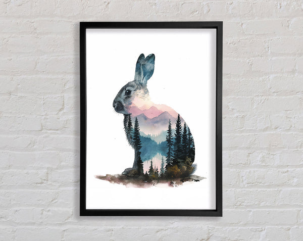 Double Exposure Rabbit And Woods