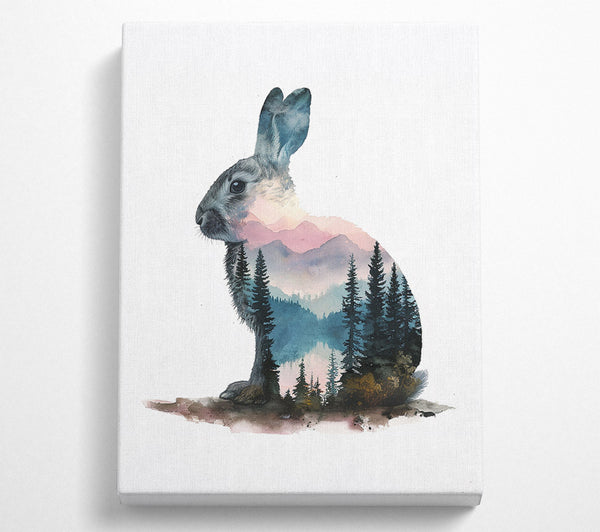 Double Exposure Rabbit And Woods