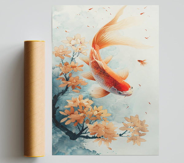 Orange Koi & Blooms