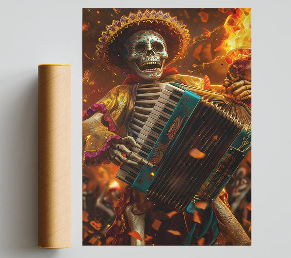 Teal Accordion Skeleton