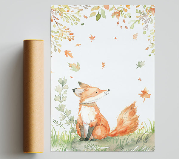 Orange Fox In Fall