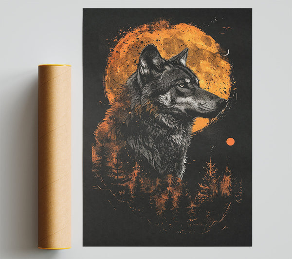 Orange Moon Wolf