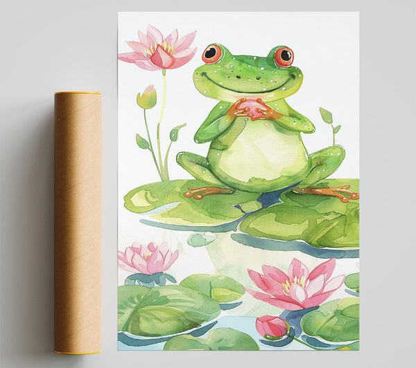 Green Frog And Lily Pads