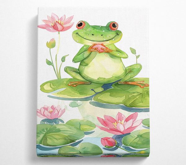 Green Frog And Lily Pads