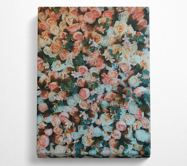 Peach And White Floral Wall