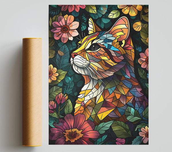 Golden Cat In Bloom