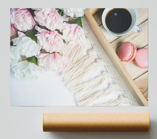 Pink Macarons And Coffee