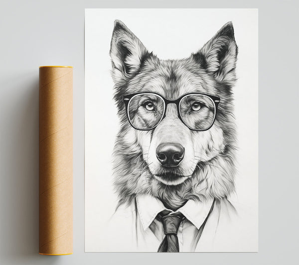 Black And White Wolf In Glasses