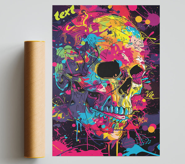 Yellow Splatter Skull