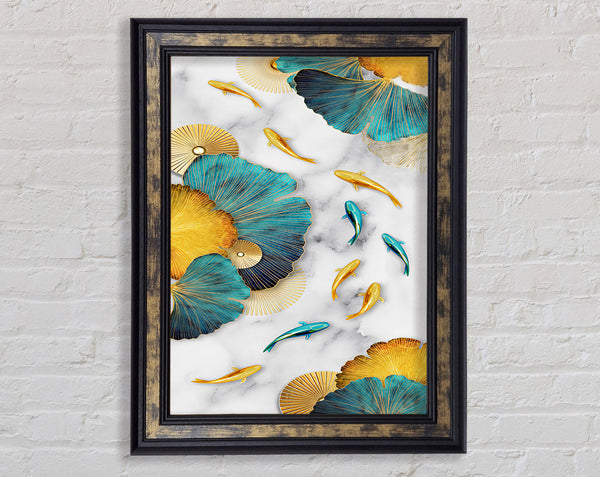 Gold And Blue Koi Fish