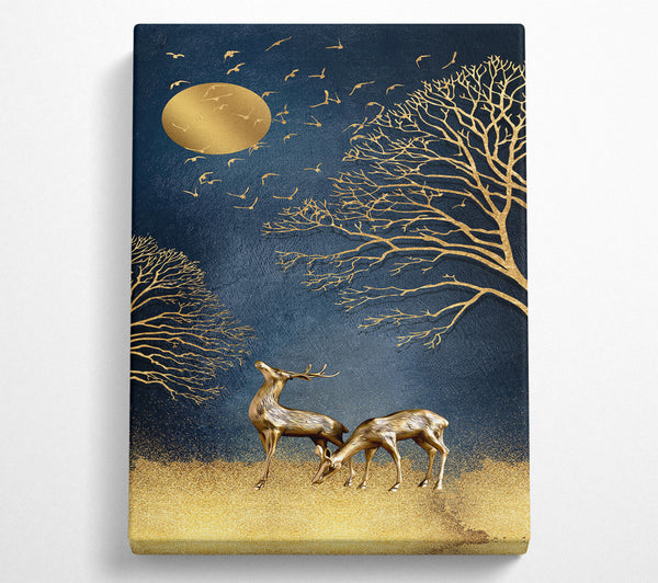 Gold Deer Night Birds