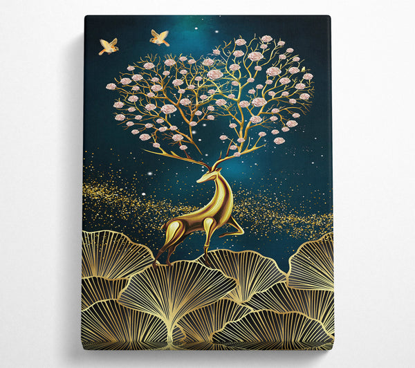 Gold Deer  Flower Antlers