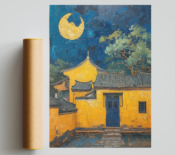 Golden Moonlit Courtyard