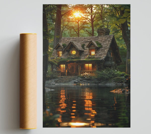 Golden Cabin Reflections