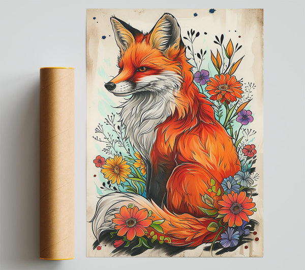 Orange Fox In Bloom