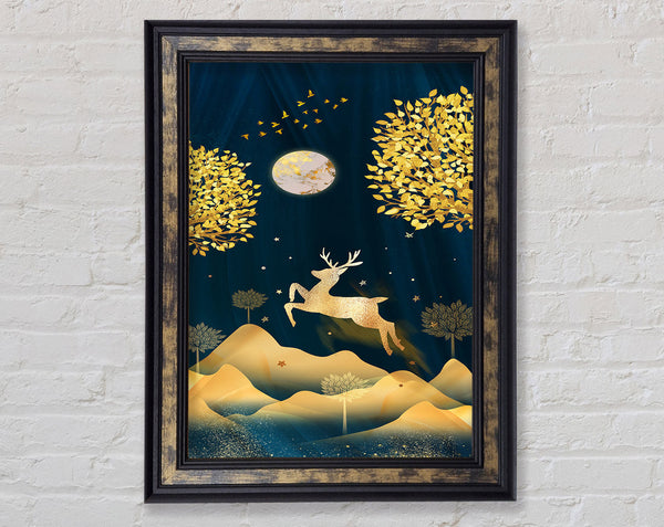 Gold Leaping Deer