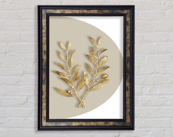 Gold Leaves On Beige And Walnut