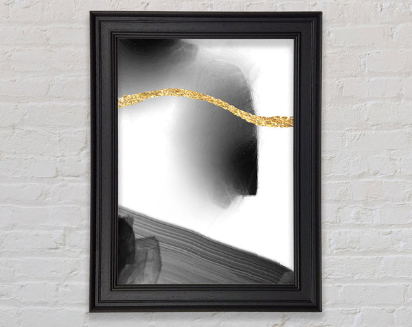 Gold Line  Black Abstract