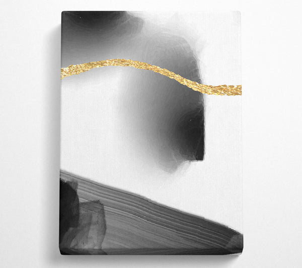 Gold Line  Black Abstract