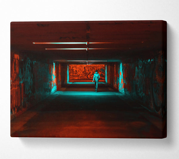 Red Neon Tunnel Walkway