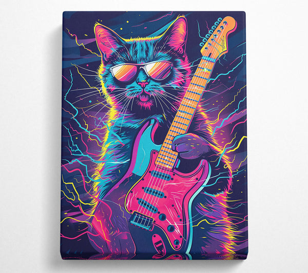 Neon Cat Shreds Guitar