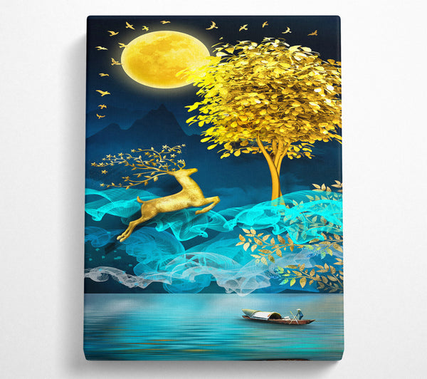 Gold Tree On A Lake