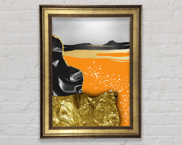 Gold With Orange  White Abstract