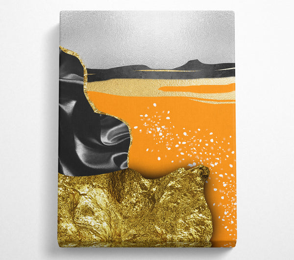 Gold With Orange  Black Abstract